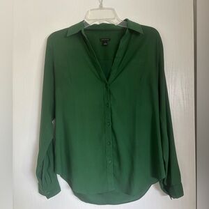 Ann Taylor Green Button-Up Blouse